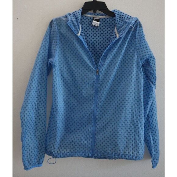 Nike 451398 Women Sz M Blue Transparent/Velour Circles Cyclone Vapor Windbreaker - Picture 1 of 14